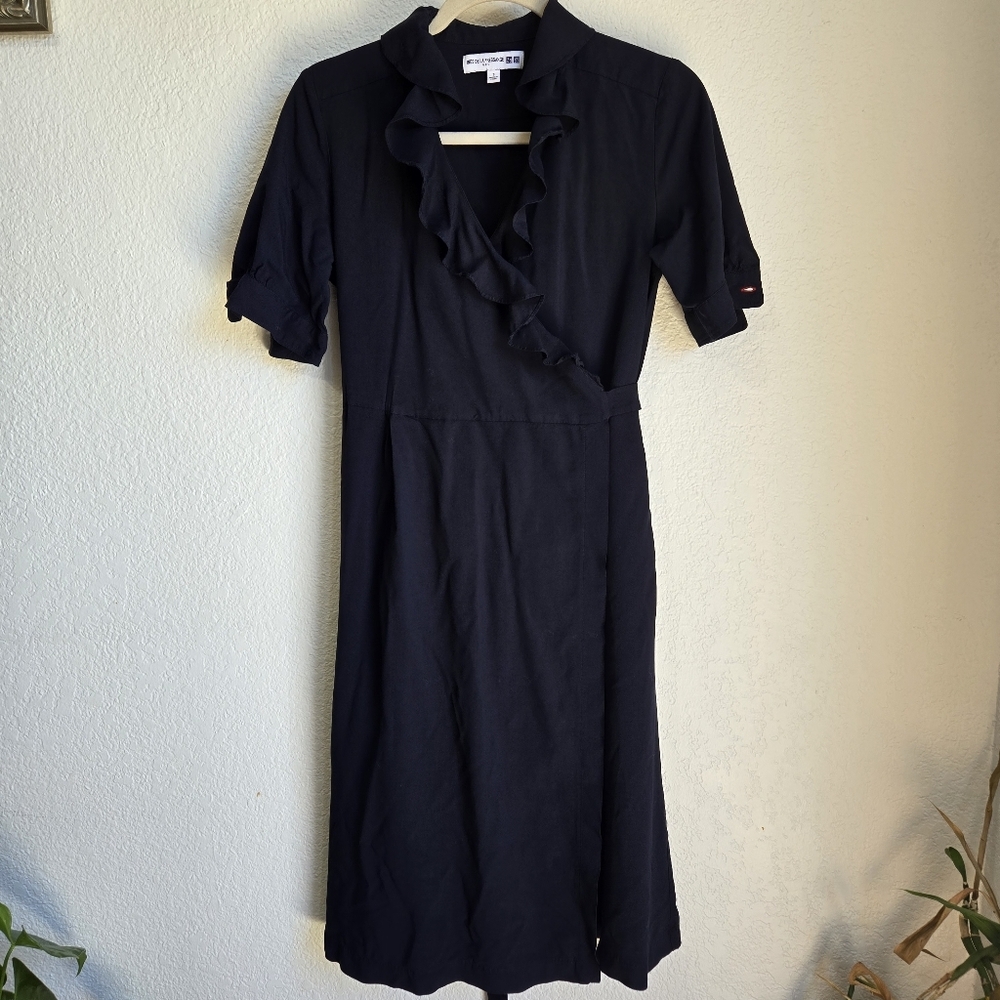 uniqlo x ines de la fressange  polka dot dress wrap dress ruffles zs. S black